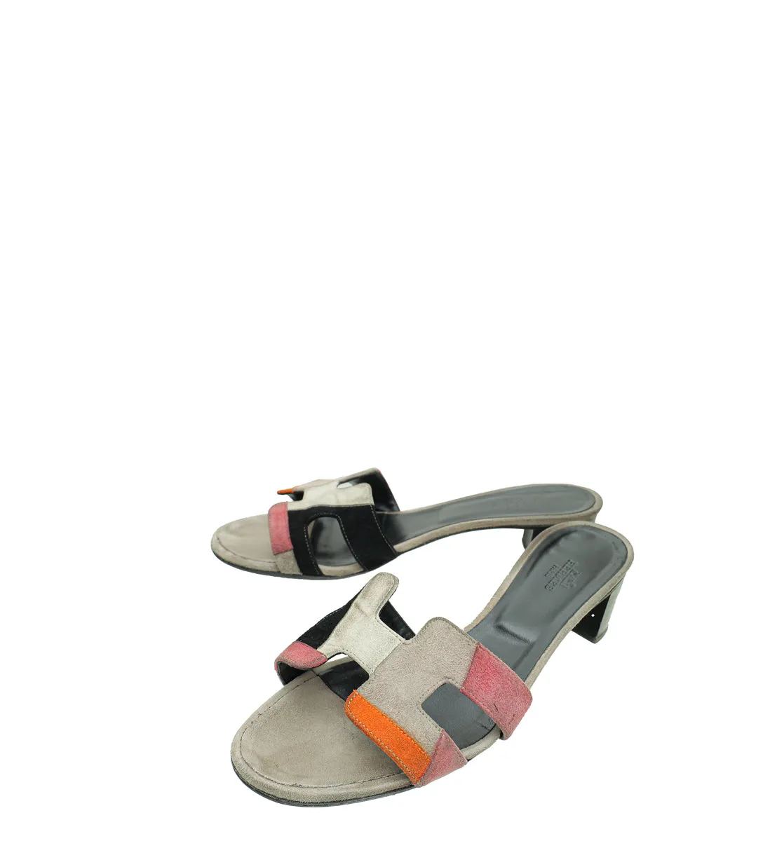 Non Slip Office Workers Top quality Hermes Multicolor Oasis Goatskin Suede Sandal 38.5
