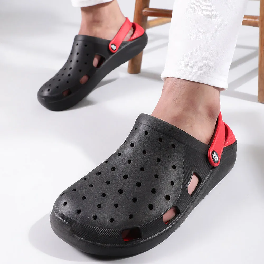 A-HA Black Slingback Clogs For Men LPMXT-800 By Liberty Casual Comfort Adjustable