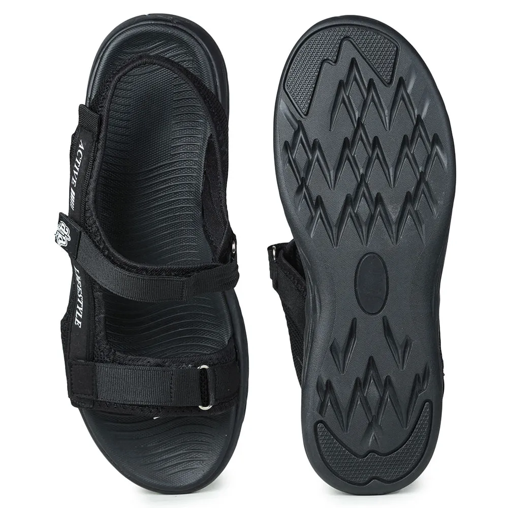 Brunch Walk Simple Wear A-HA Casual Black Sandals For Men IMPACT-8 By Liberty