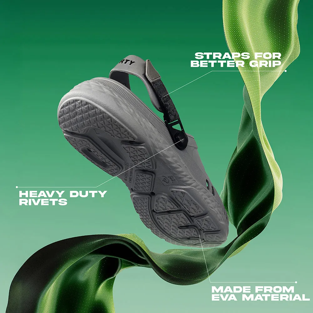 Narrow Fit Beach Footwear A-HA Casual Light Grey Clogs For Men BEACHRIDE By Liberty