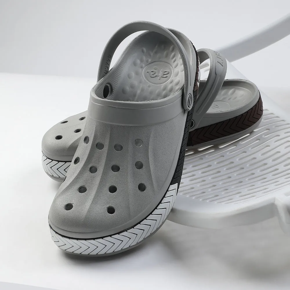 A-HA Light Grey Casual Slip-on Clogs For Men LITEWALKXT By Liberty Comfy Travel Fit Soft