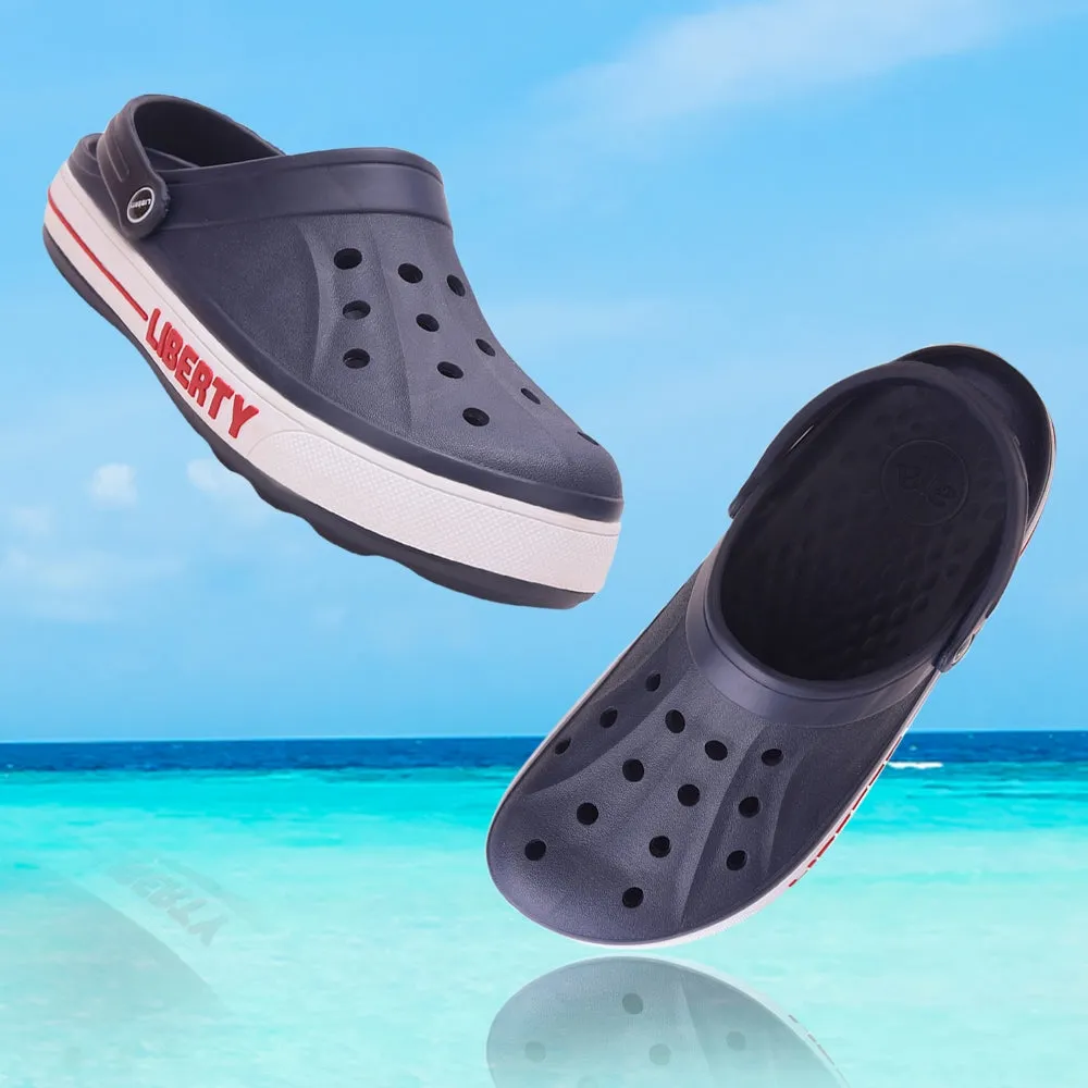 Comfortable Footbed Beach Style A-HA Navy Blue Casual Slip-on Clogs For Men LITEWALK By Liberty