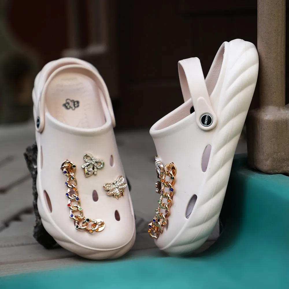 Instant Footwear Fit A-HA Peach Slingback Clogs For Women BEACHWALKL By Liberty