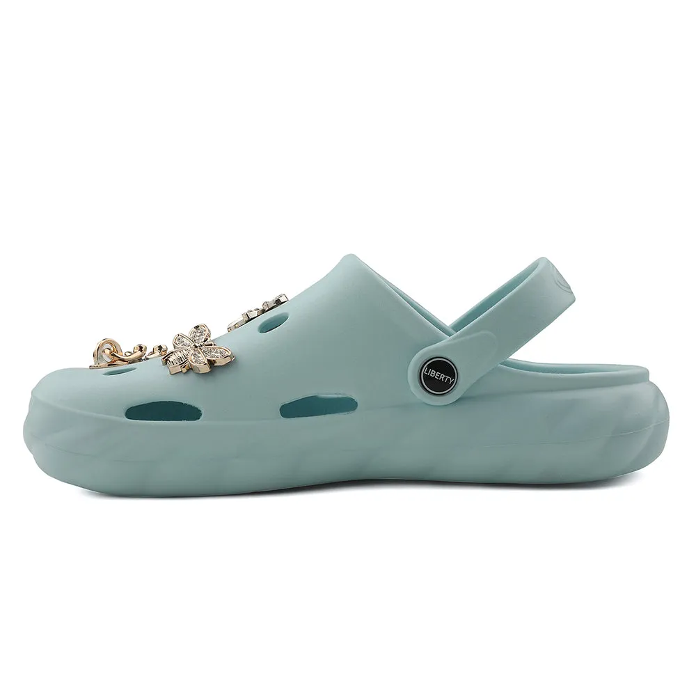 Synthetic Comfy Glide A-HA Sky Blue Slingback Clogs For Women BEACHWALKL By Liberty