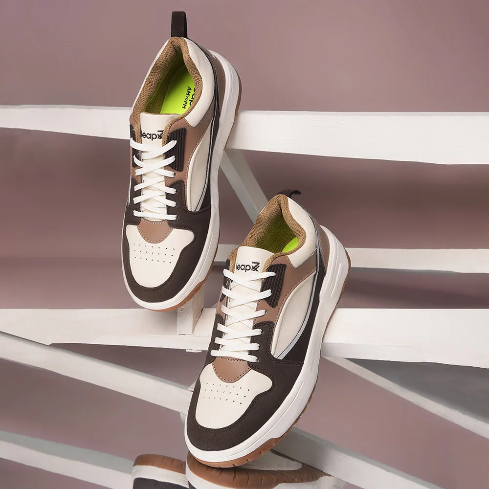 Leap7x Beige Casual Lacing Sneakers For Men LAPON-1E By Liberty MultiDirectionalTread animal - print running wear