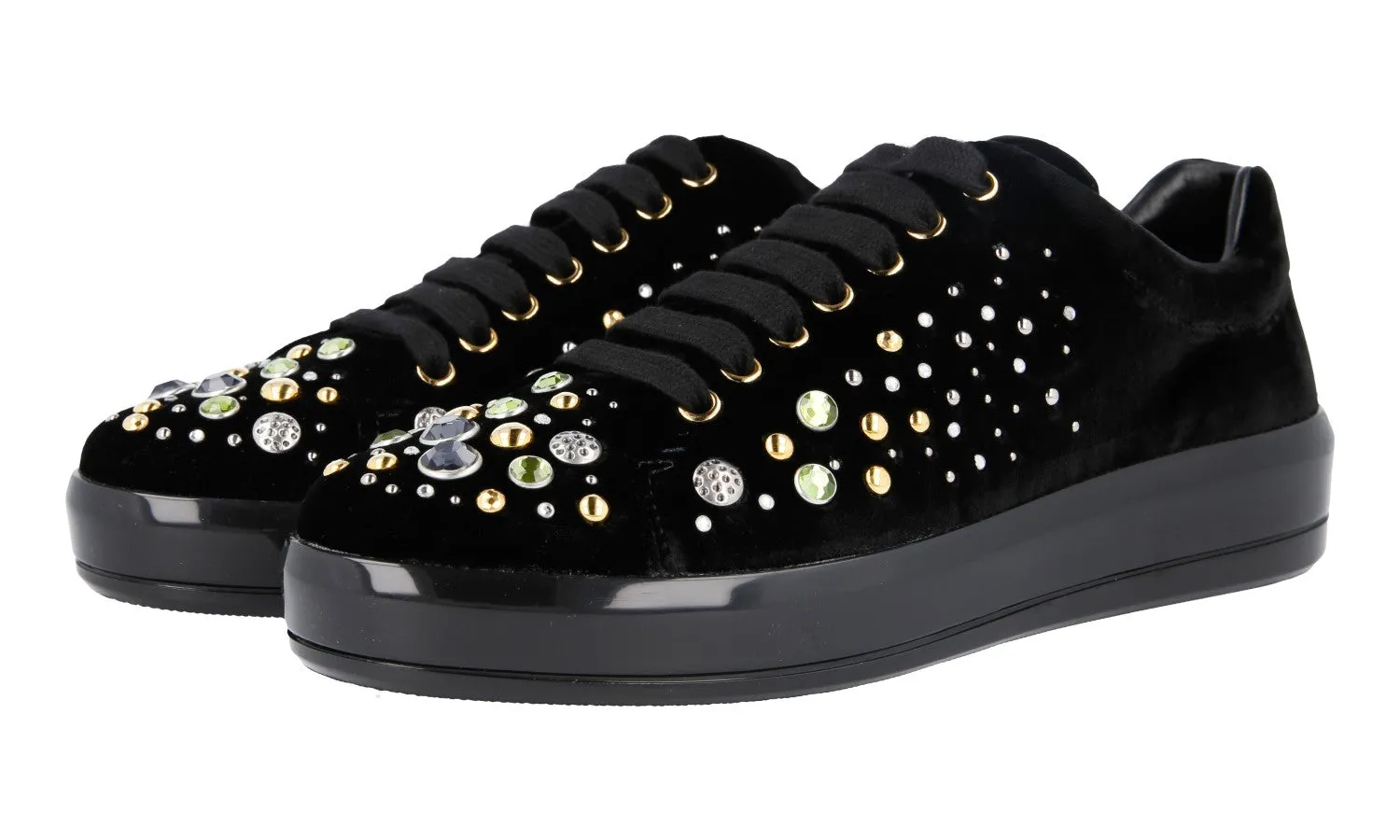 Day Wear Dynamic Traction Pattern Prada Women's Black Leather Sneaker 1E971H