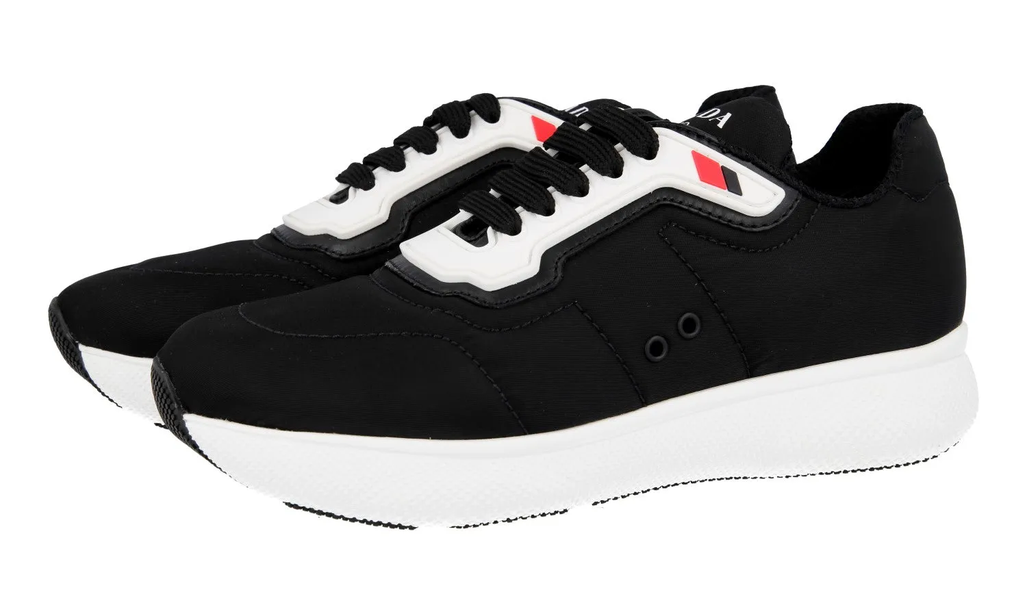 Prada Women's Black Sneaker 1E945L Quick Entry Contrasting Colors