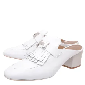 Hermes Blanc Tuileries Mules 40 Marathon Fit
