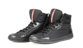 Prada Men's Black Leather High-Top Sneaker 4T2842 Ortholite Insulation