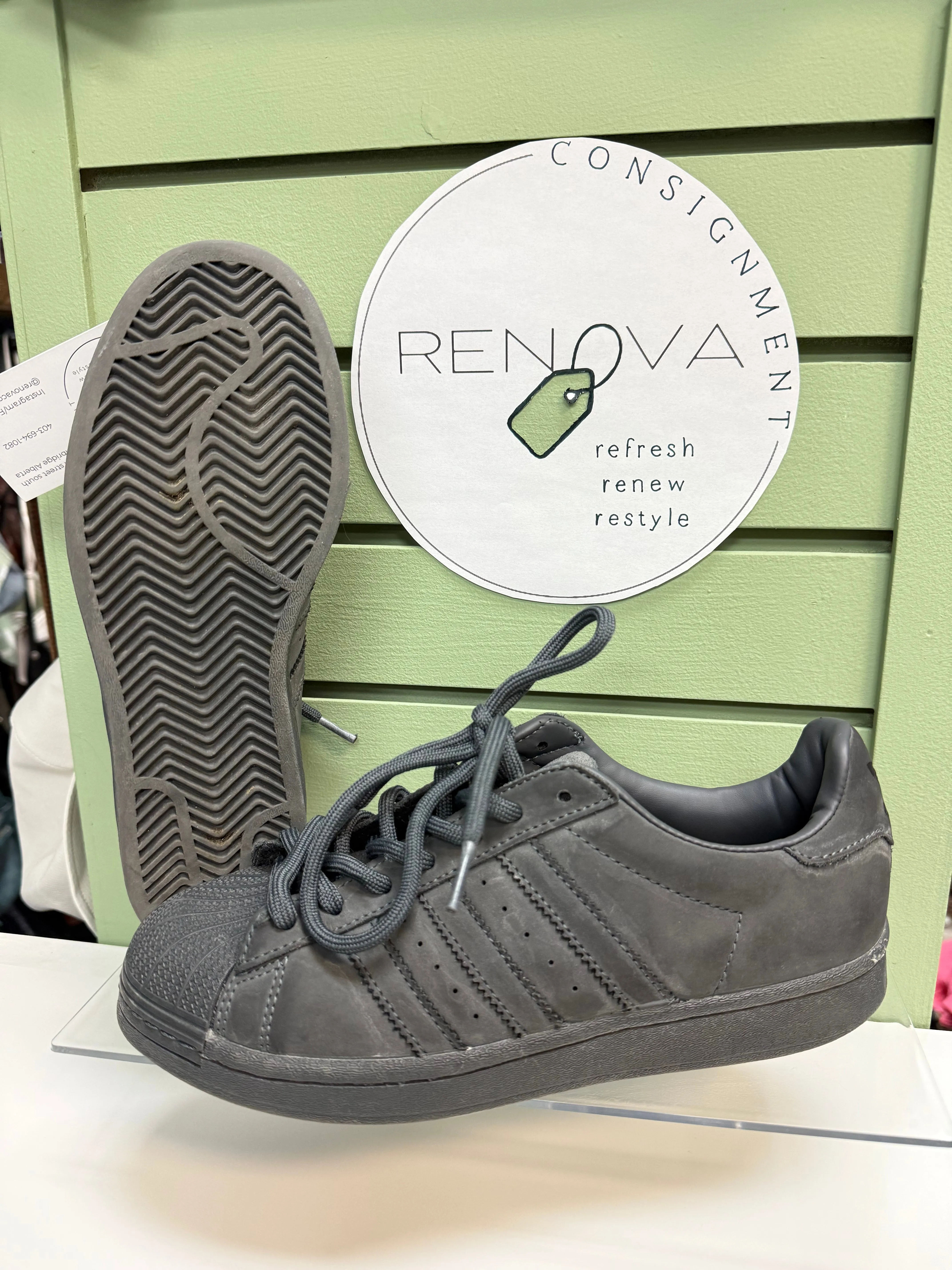 Adidas Grey/Grey Superstar Sneakers (Womens 8) resistance bands