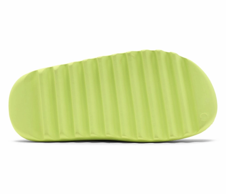 Adidas Yeezy Slide (Glow Green) running in school tracks shoes