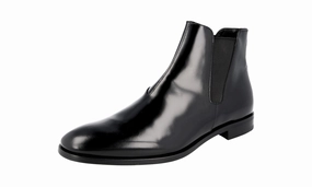 Prada Men's Black Brushed Spazzolato Leather Half-Boot 2TC015 Slip On Style Lightweight Feel