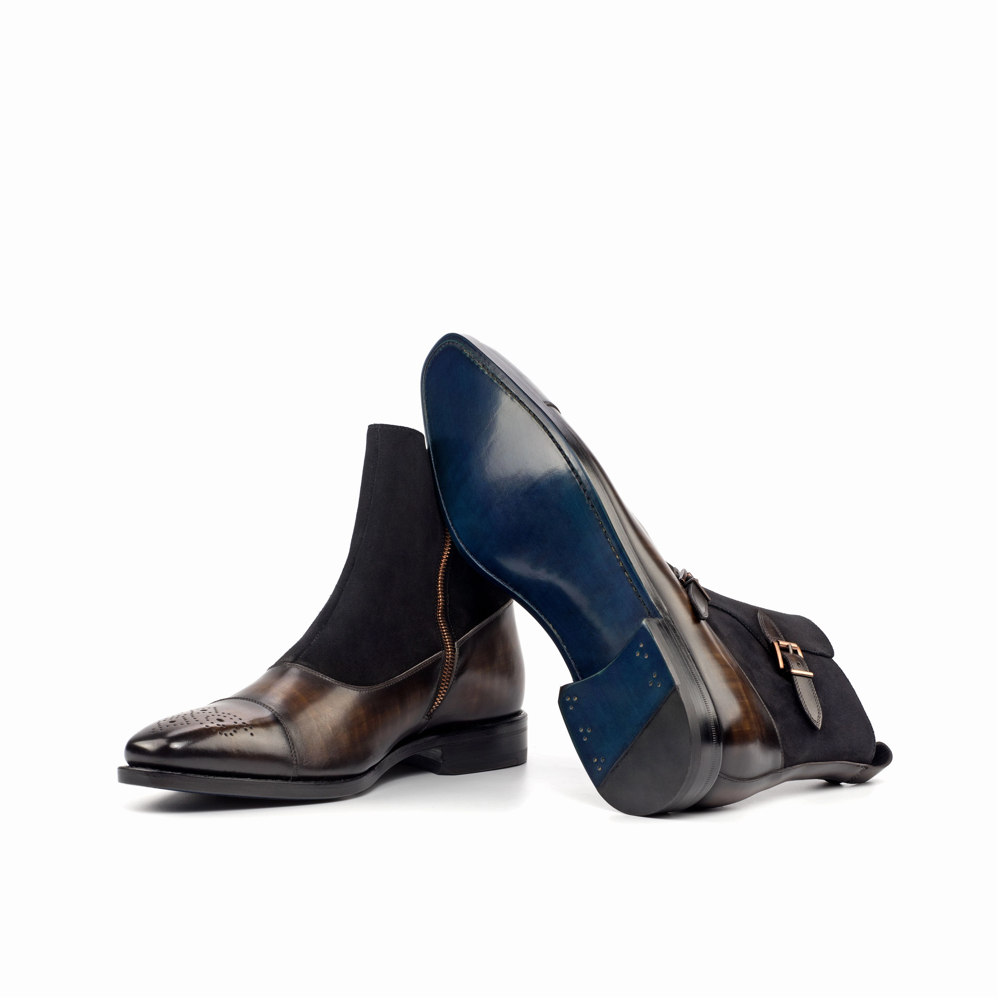 Rodeo Event Suede & Patina Leather Double Monk Boots