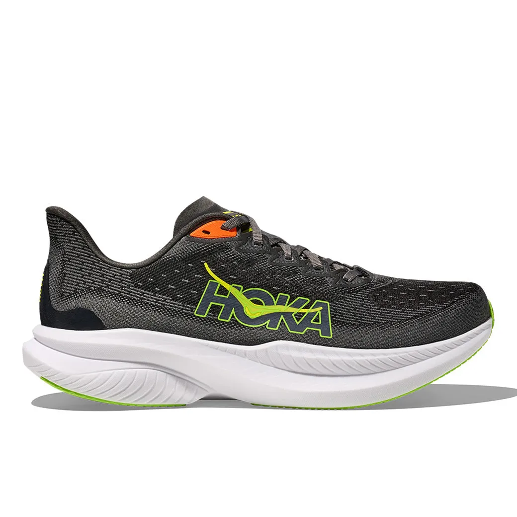 Jumping Support Breathable Lining Mens Hoka Mach 6 in Gravel/ Asphalt Grey
