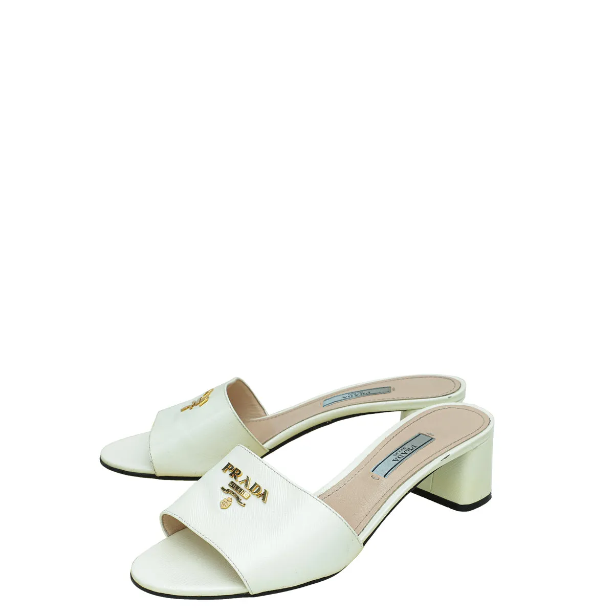 Prada White Vernis Sandal 37.5 Vintage Mood