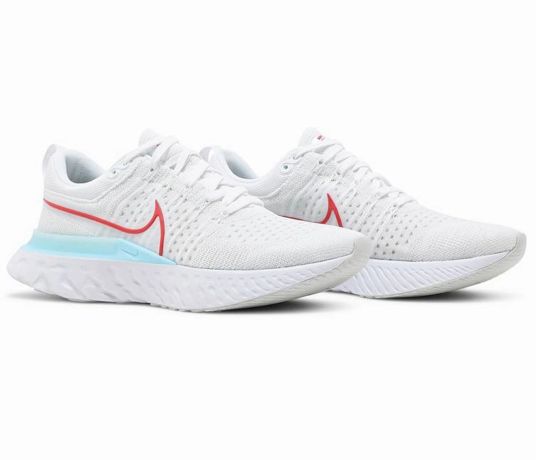 Men's Nike React Infinity Run FK 2 (White/Chile Red) running in a gondola station area shoes tennis shoes