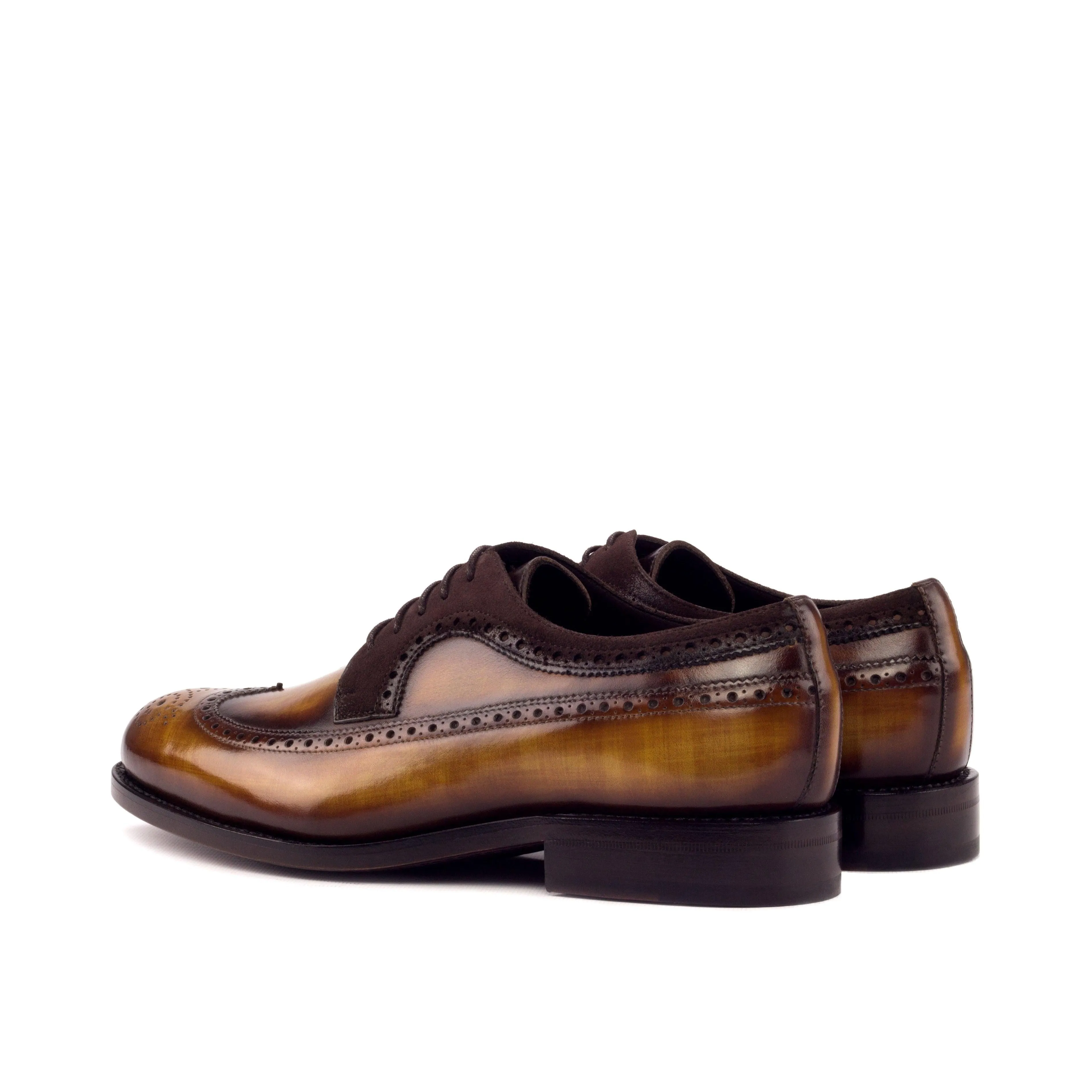 Two Tone Sport Sharp Cognac Patina Leather & Brown Suede Longwing Blucher