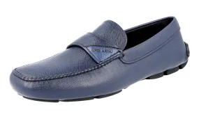 Supportive Fit Grip Power Prada Men's Blue Saffiano Leather Loafers 2DD125