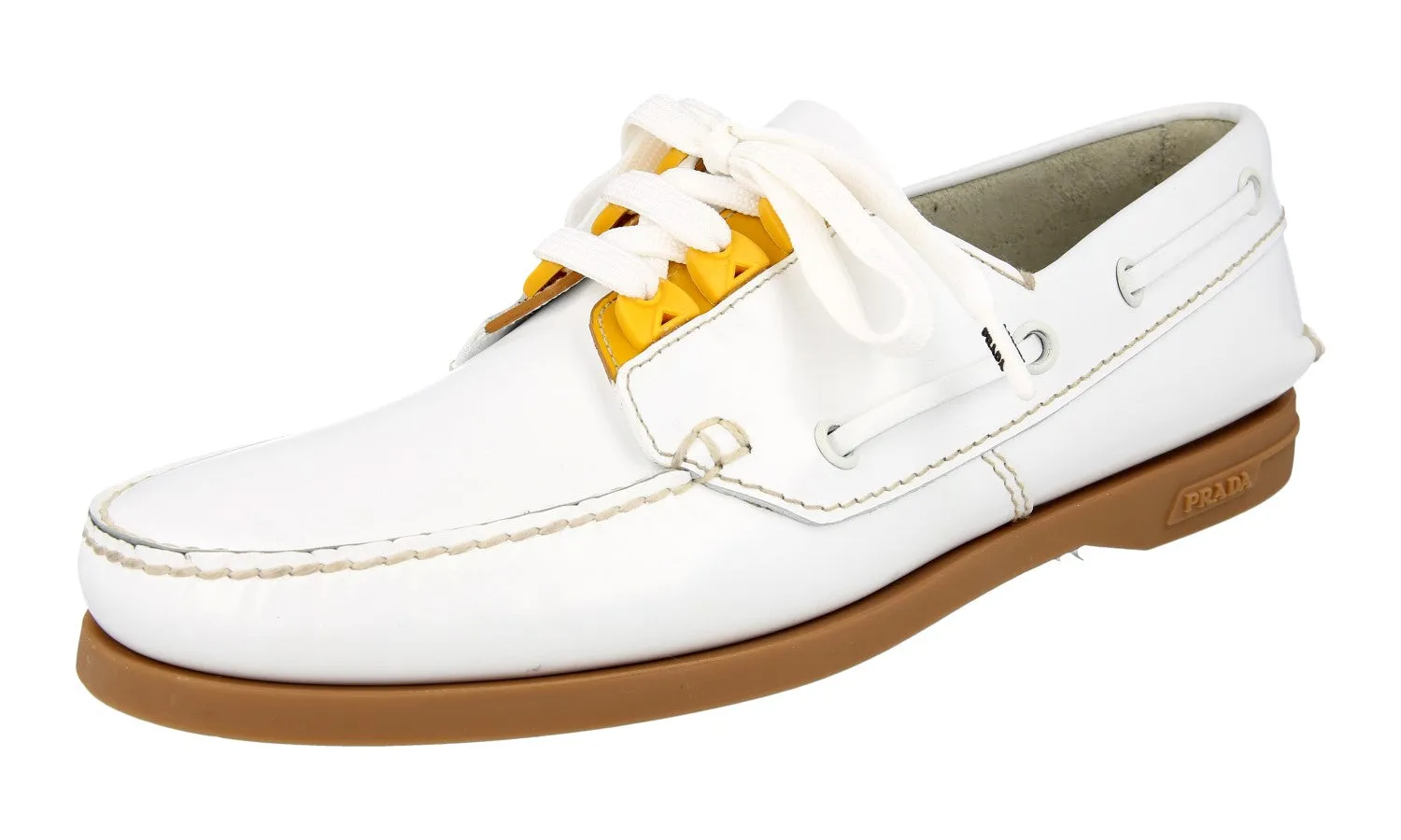 Prada Men's White Brushed Spazzolato Leather Lace-up Shoes 2EG271 Success Step