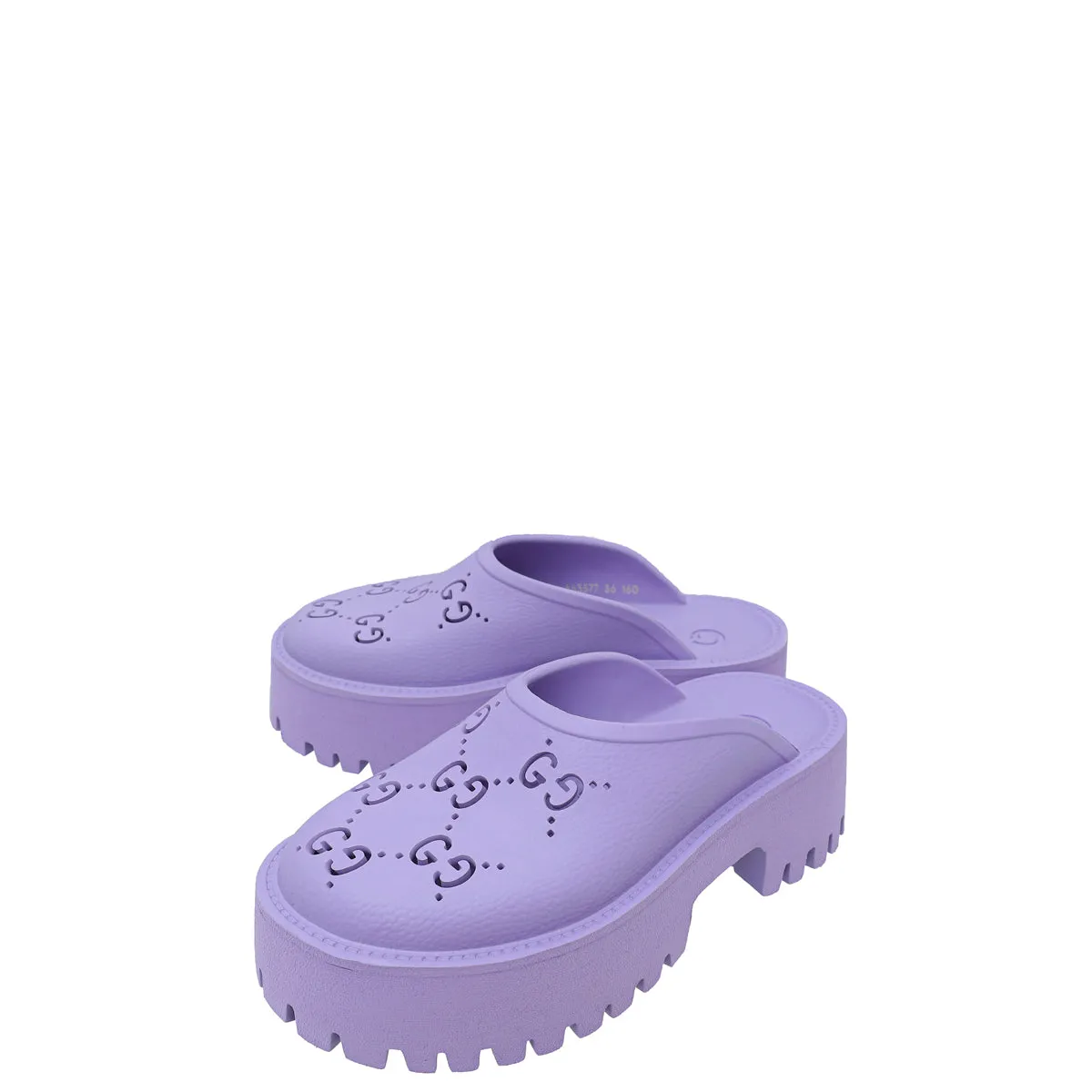 Gucci Purple GG Platform Perforated Sandal 36 Modern Movement Low Key