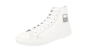 Contemporary Fit Prada Men's White Leather Stratus High-Top Sneaker 4T3218