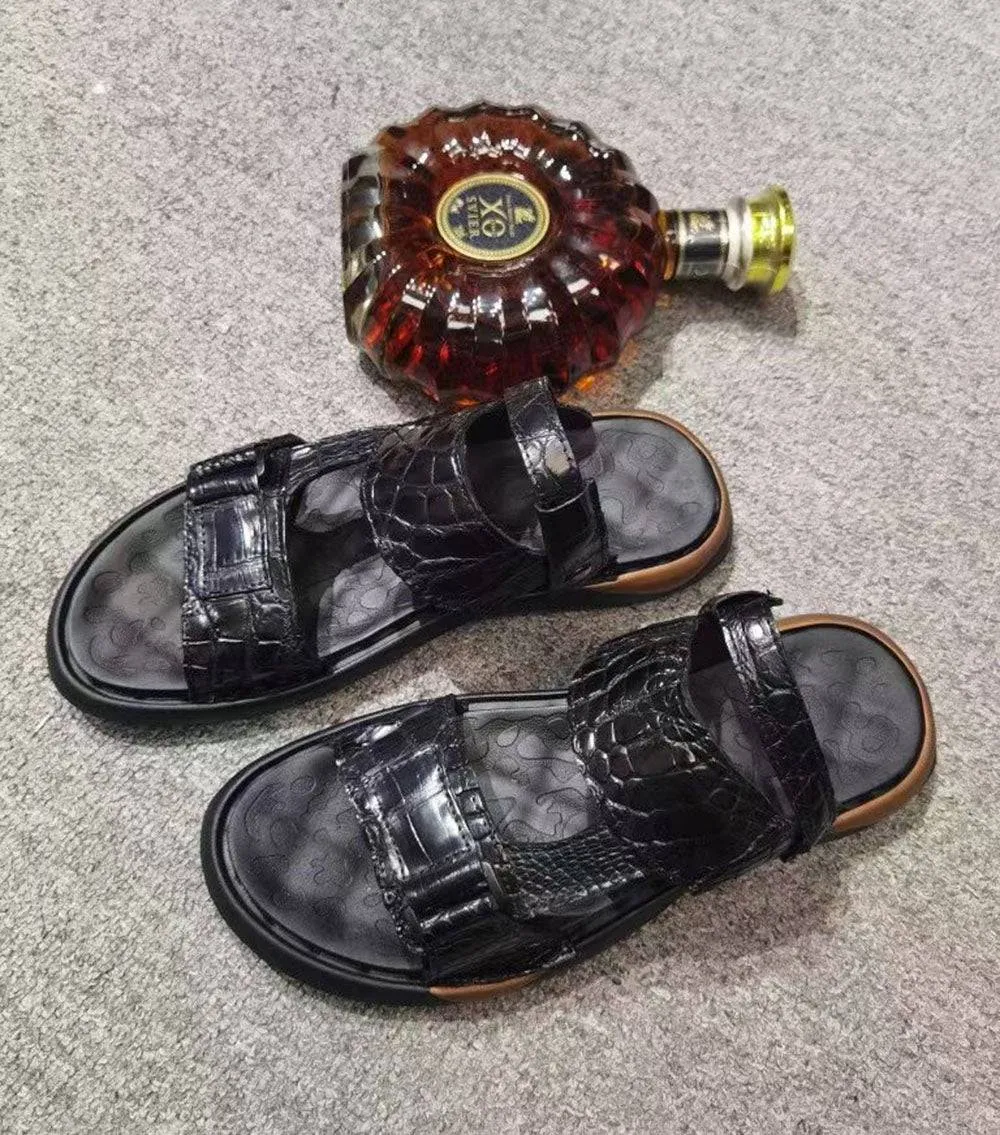 Crocodile Sandals ,Crocodile Leather Non-slip Sandals Stream Path Easy to Wear