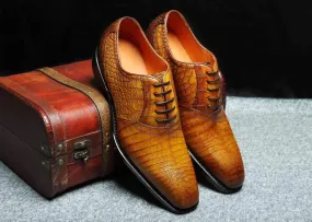 Classic Style Trip Easy Crocodile Shoes Genuine Crocodile Belly Leather Lace-Up  Shoes  For Men