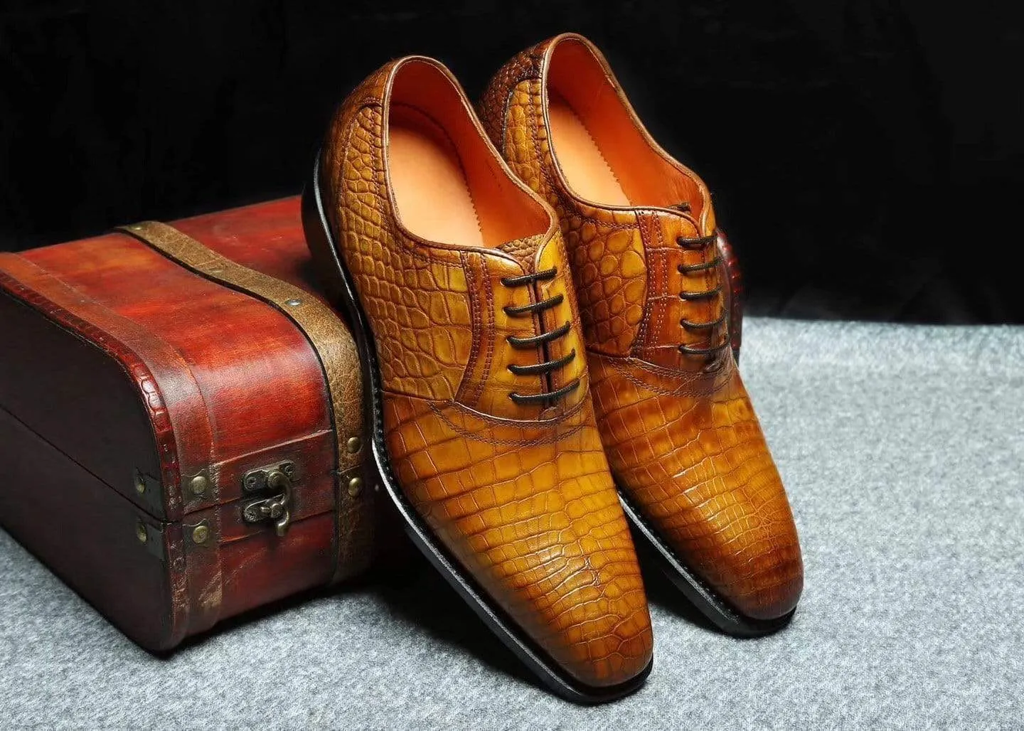 Classic Style Trip Easy Crocodile Shoes Genuine Crocodile Belly Leather Lace-Up  Shoes  For Men