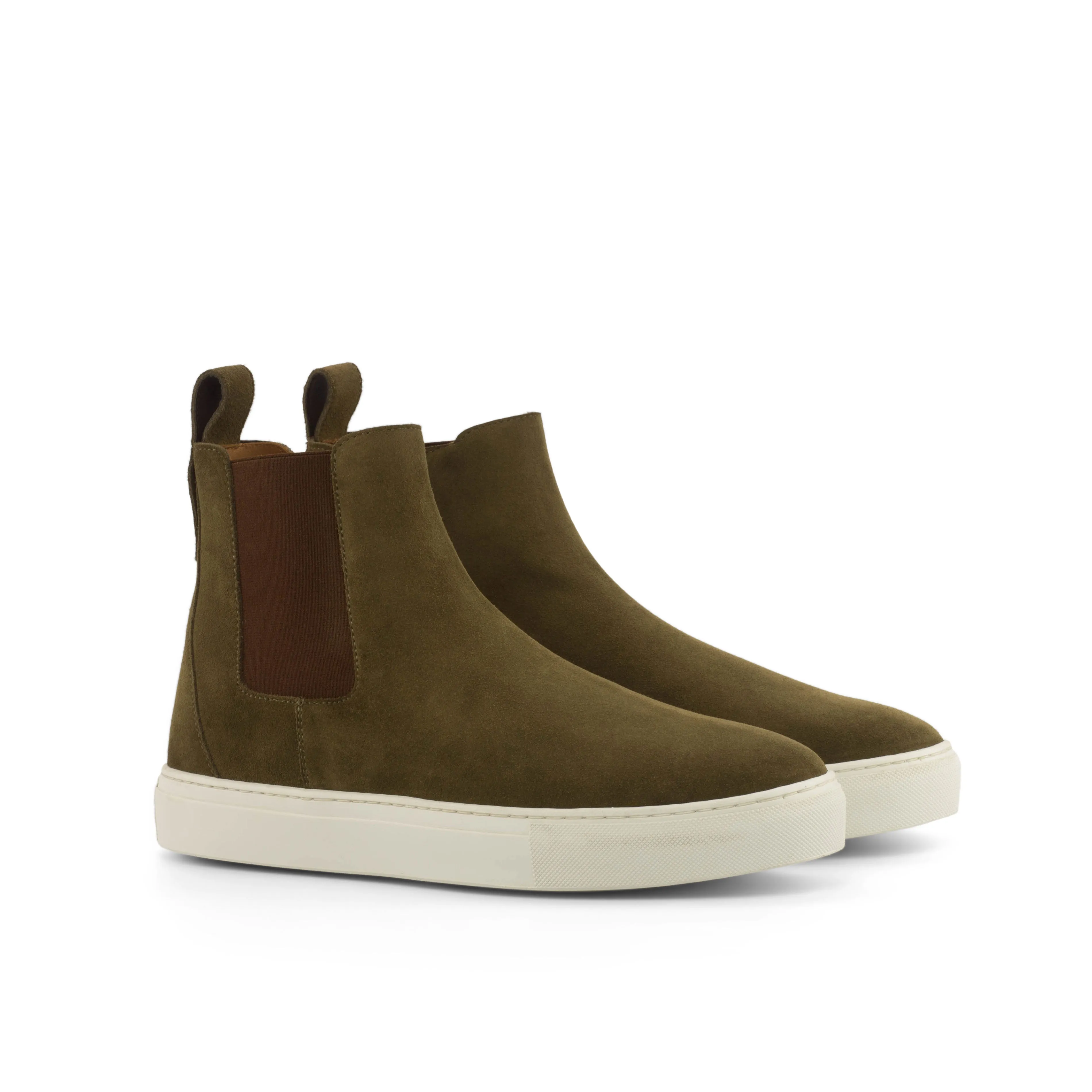 Khaki Suede Chelsea Sneaker Boots Indoor Running cross - training
