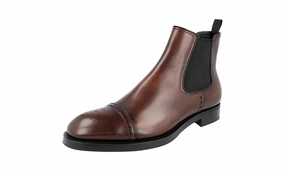 Season Wardrobechic Daily Outfit Prada Men's Brown welt-sewn Leather Half-Boot 2TA064
