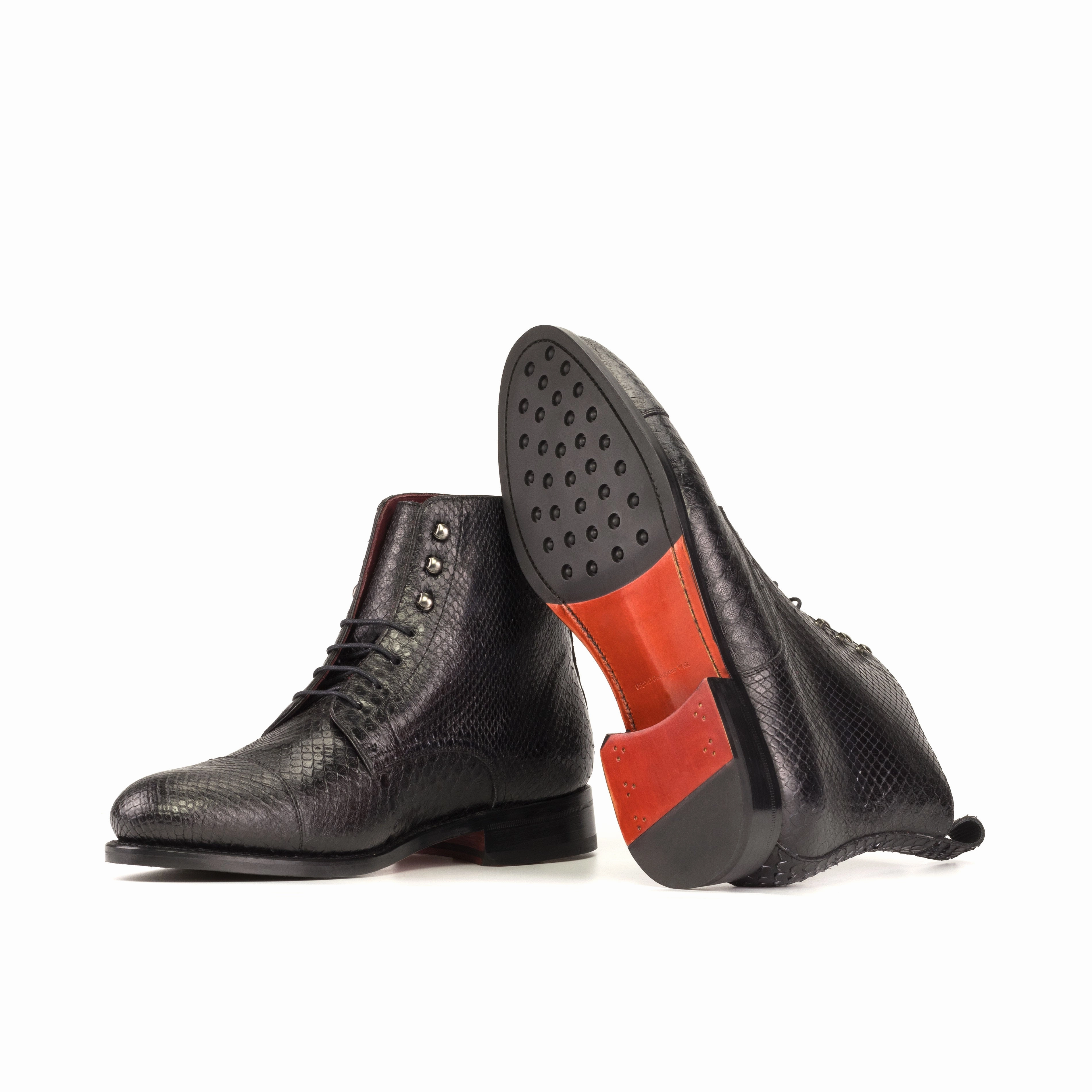 High Traction Urban Commute Scholar Black Python Cap Toe Jumper Boots