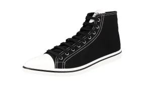 High-performance ease mesh ventilation Prada Men's Black Synthesis Pointy Pointed Toe High-Top Sneaker 2TG177