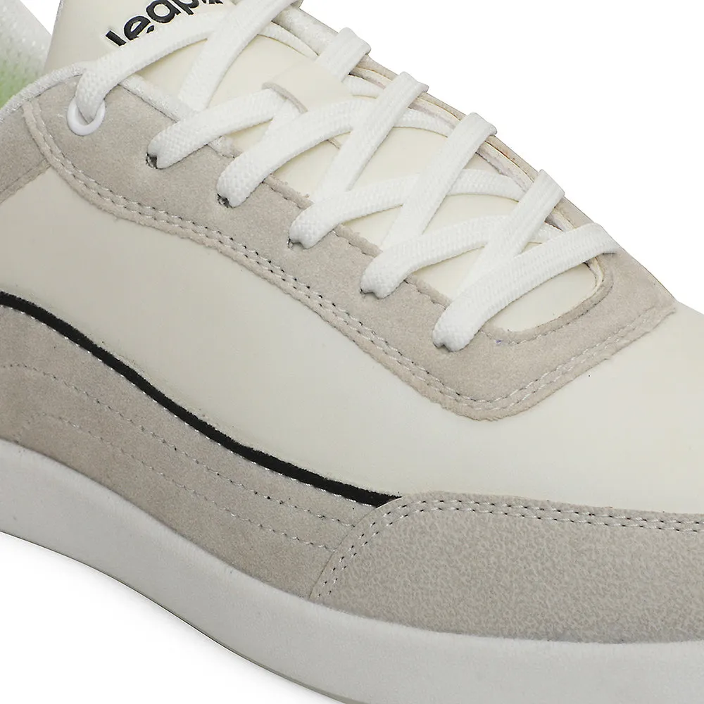 Shock-absorbent Leap7x White Casual Lacing Sneakers For Men CLASTO-2E By Liberty