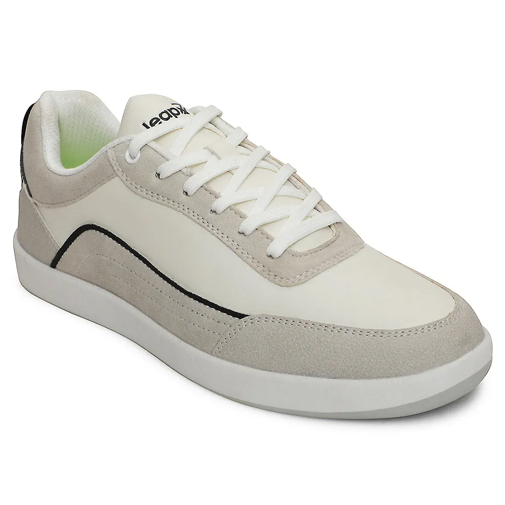 Leap7x White Casual Lacing Sneakers For Men CLASTO-2E By Liberty Multidirectional Traction