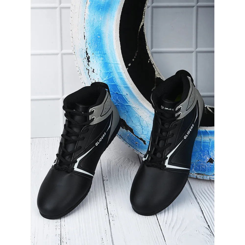 running in an iconic bridge area shoes Comfortable fit Gliders Casual Black Lacing Sneakers For Men RIDER-E By Liberty