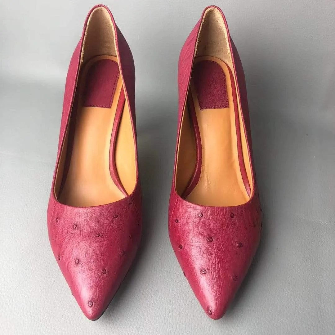 upper Crocodile Shoes Ostrich Leather Womens Pumps High Heels