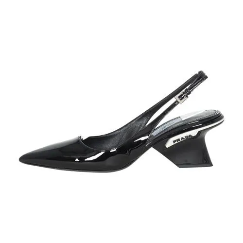 Prada Patent Leather Logo Slingback Pumps Dance Mode Skin Fresh