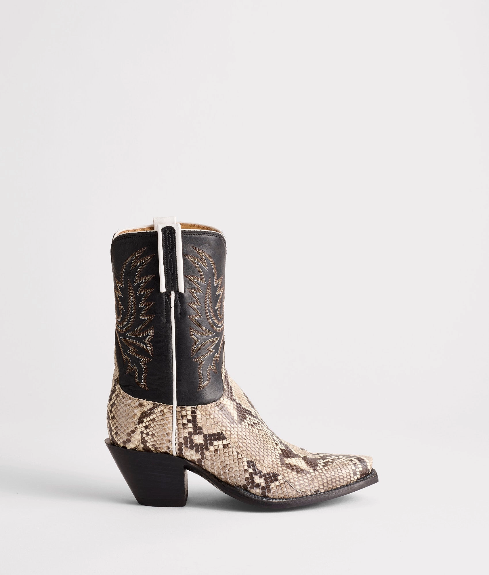 Trendy Footwear Western Pattern Dale Exotic :: Black/White   Black