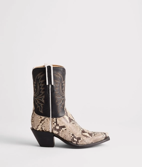 Trendy Footwear Western Pattern Dale Exotic :: Black/White   Black