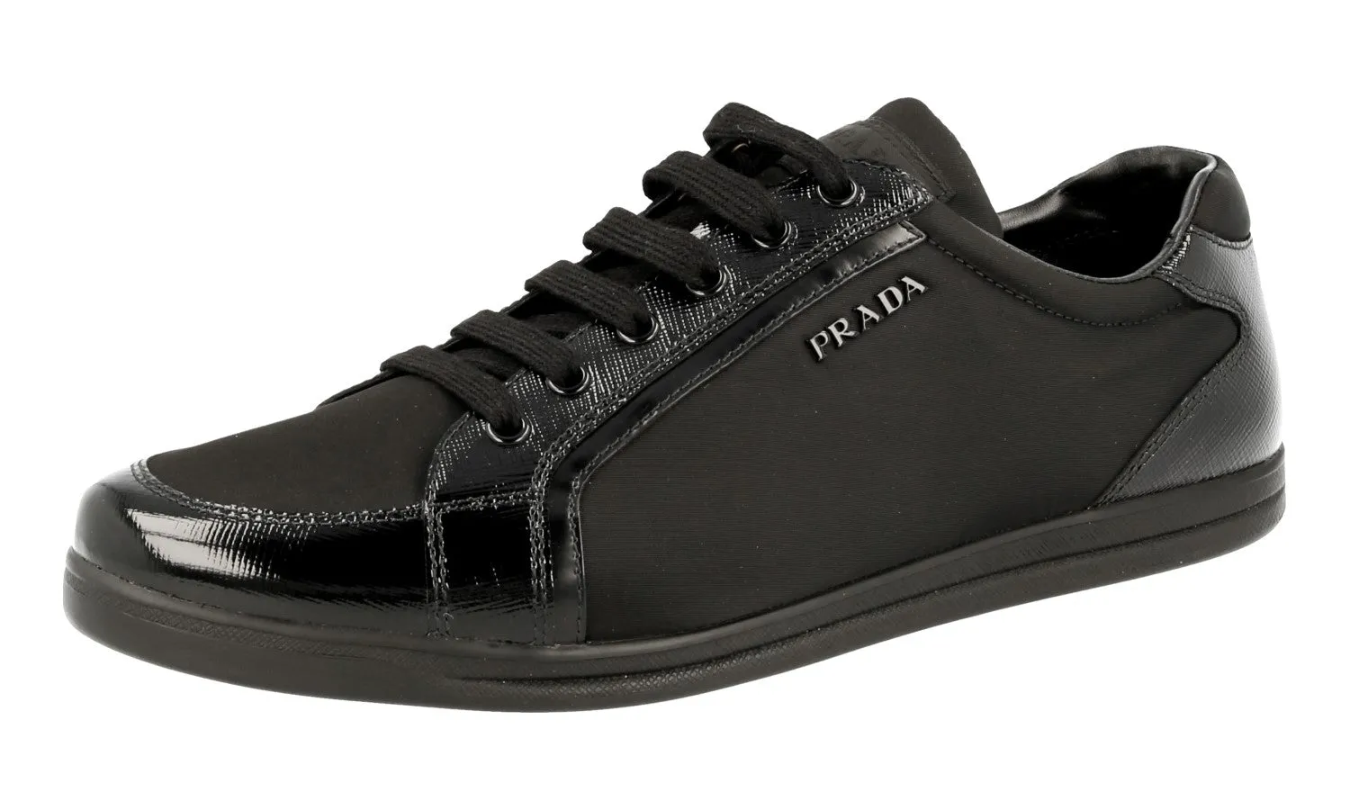 Prada Women's Black Saffiano Leather Sneaker 3E5892 Stable Footing