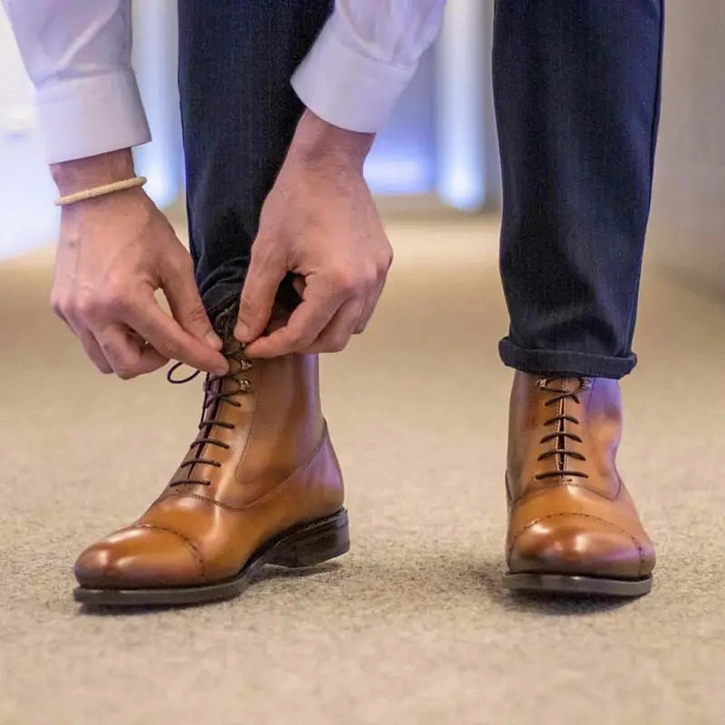 Smooth Texture Summer Hike Cognac Calf Balmoral Boots