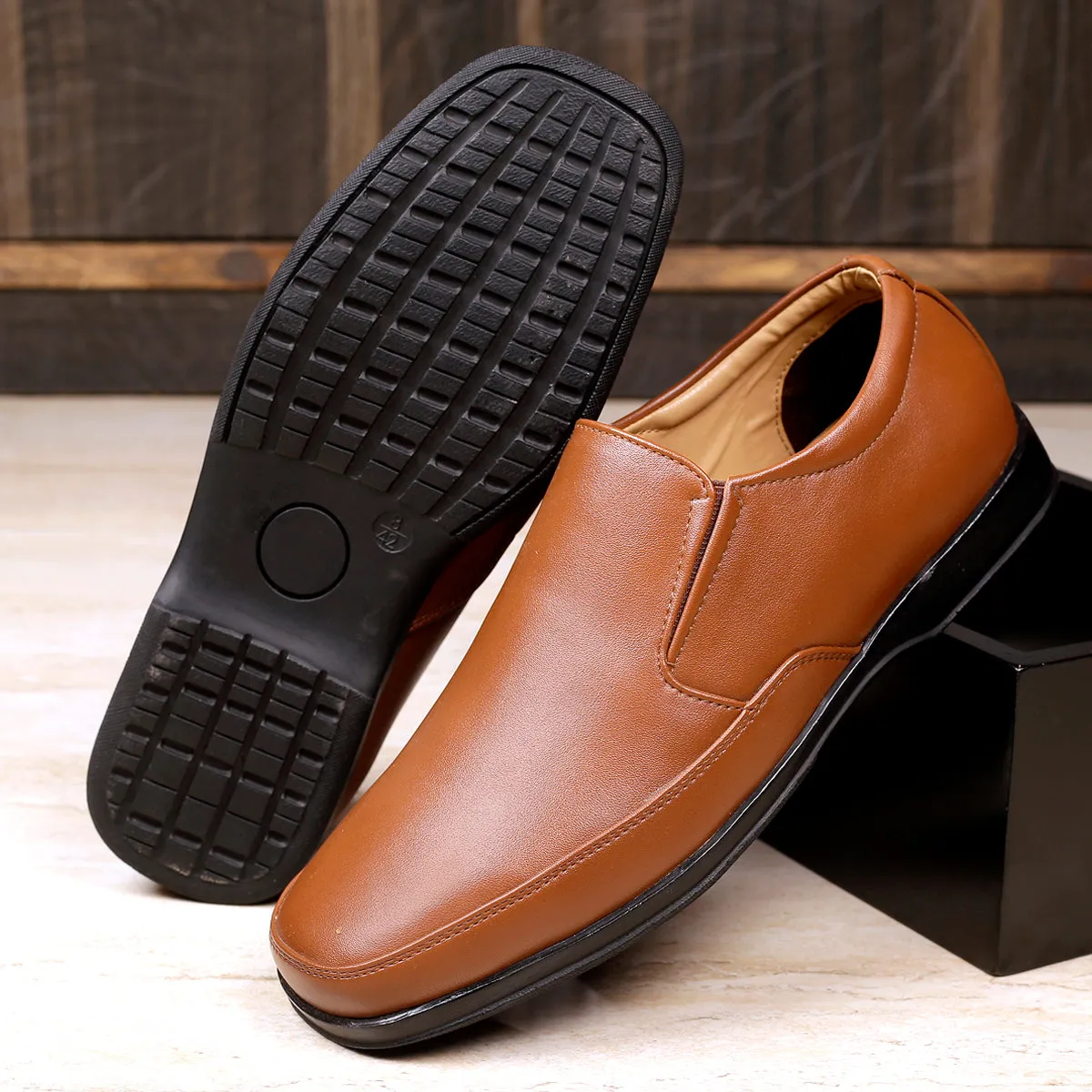 lightweight - material - portability shoes Bacca Bucci BOLTON Men Plus Size Formal Slip-on Shoes with Superior Comfort (UK-11 to 13)