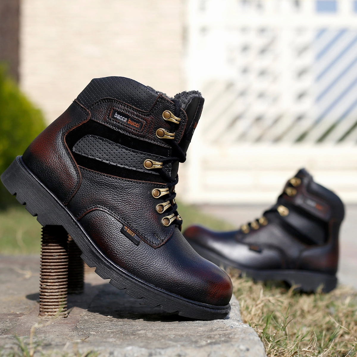 Anti Odor City Walking Bacca Bucci Genuine Grain Leather Boots | Snow Boots with 6 Inches Steel Toe Cap