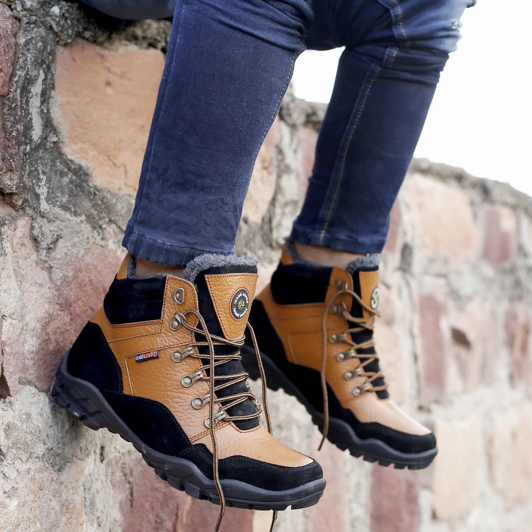 Bacca Bucci Genuine leather Grain Boots with Fur Secure Strap