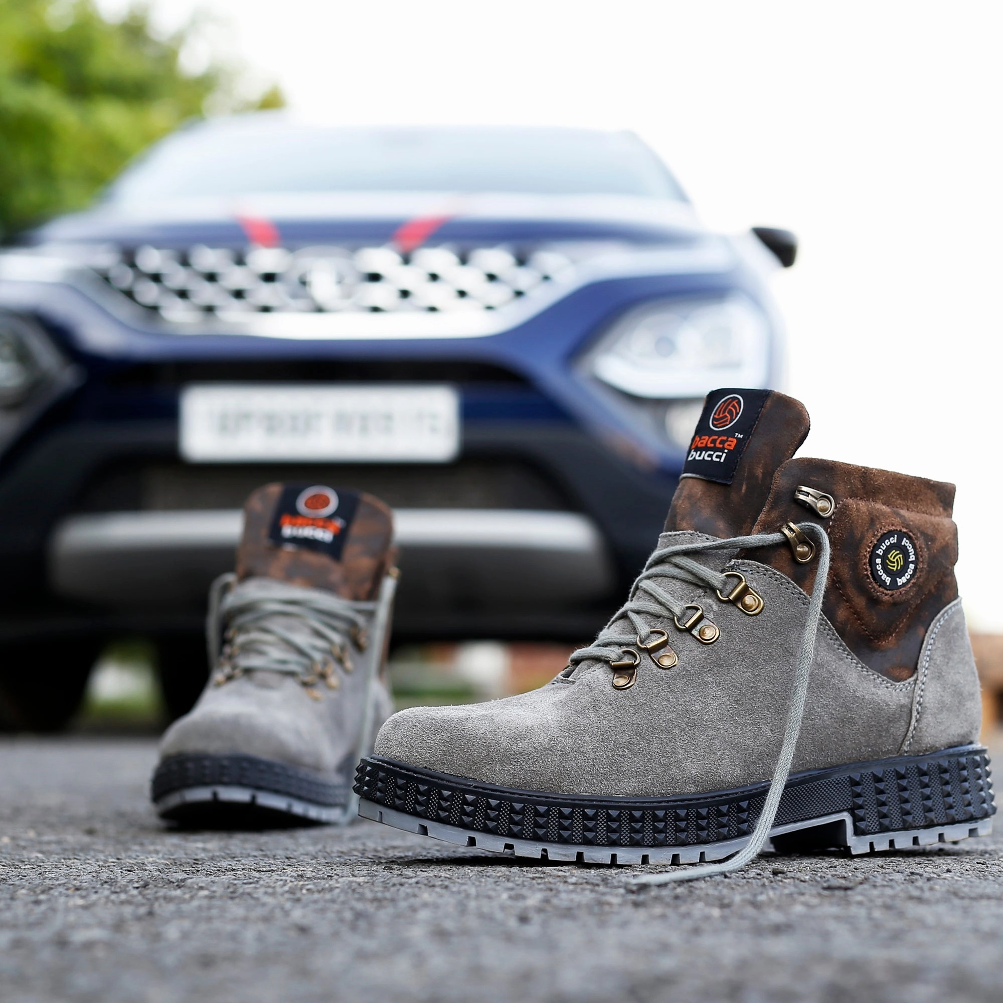 Bacca Bucci Men's URBAN Suede Leather Boots | Tactical Leather Boots for Motorcycle & Military Cold Ready Elastic Collar