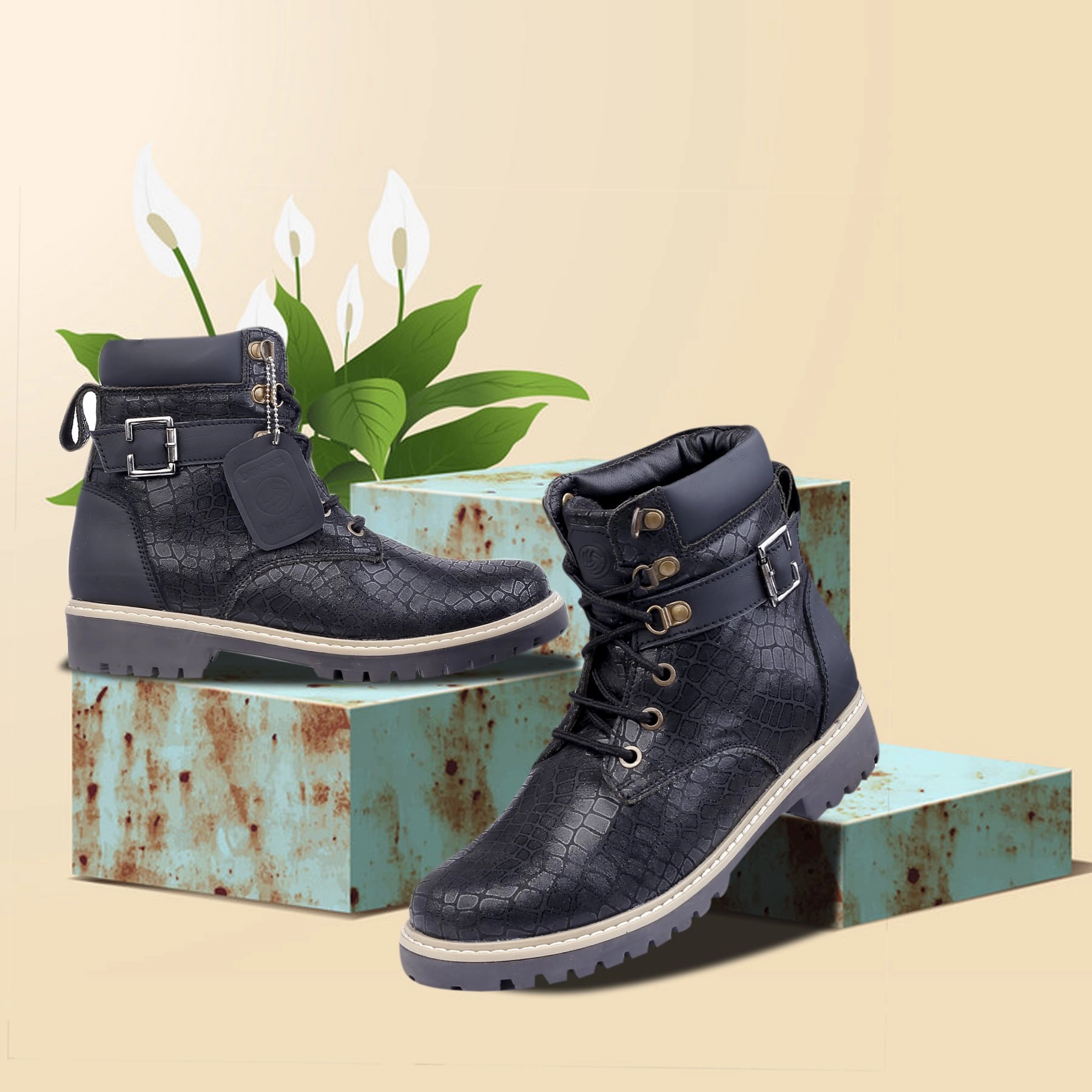 Transitional Look Bacca Bucci WOMEN Genuine-Leather High-Ankle Chukka Boots | Model Name: MASHA