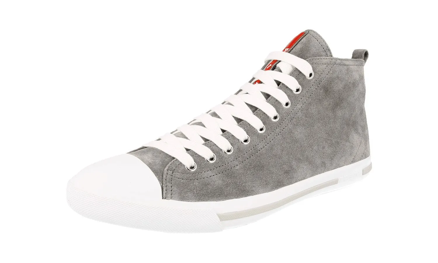 Slip Vibe Street Motion Prada Men's Grey Leather High-Top Sneaker 4T2583