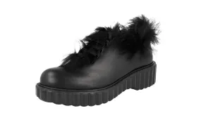 Prada Women's Black welt-sewn Leather Lace-up Shoes 1E867H French Edge Style Update