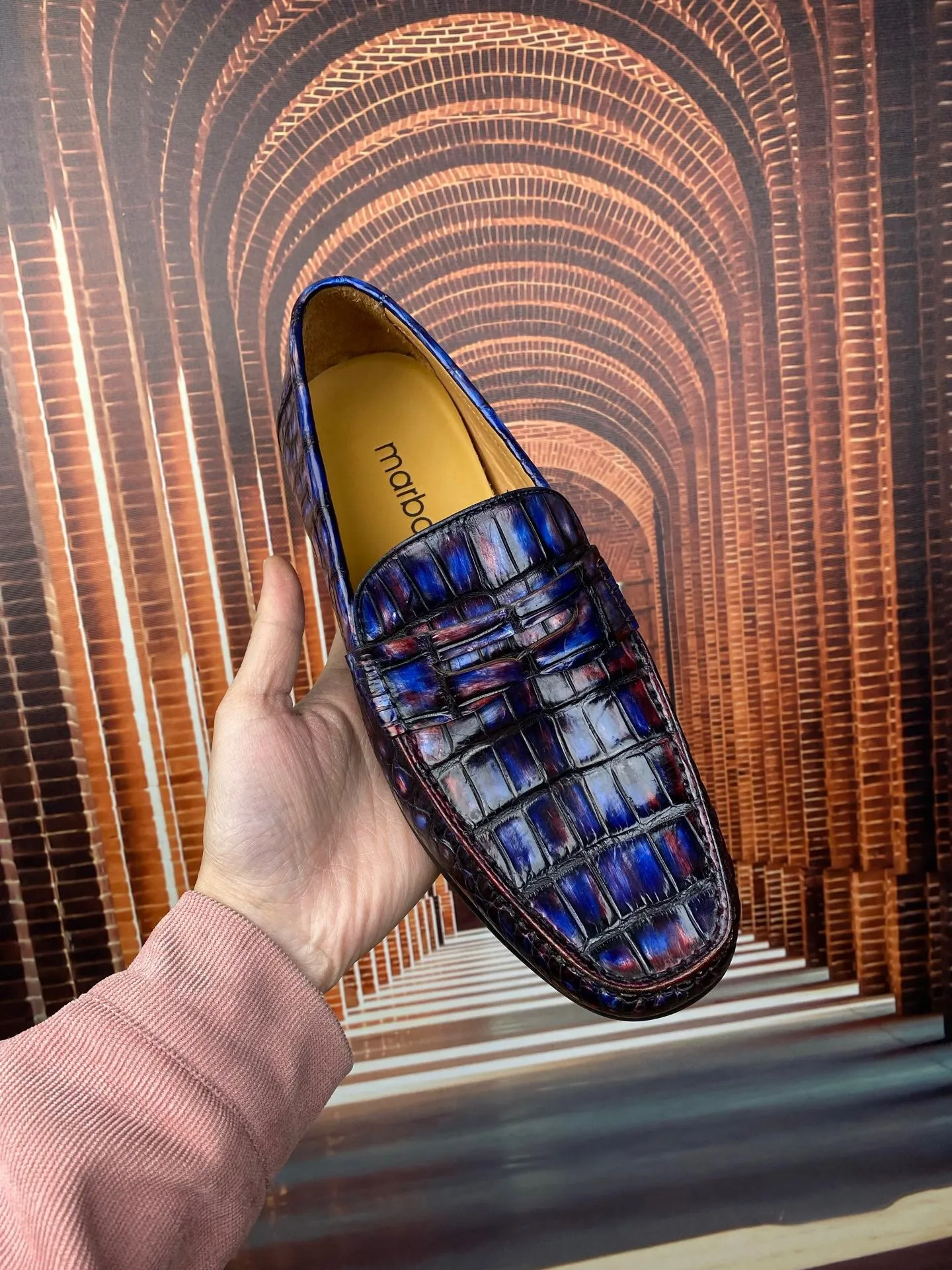 Crocodile Shoes Vintage Multi Timeless Driving Shoes in Genuine Crocodile Skin  Leather Light Glow