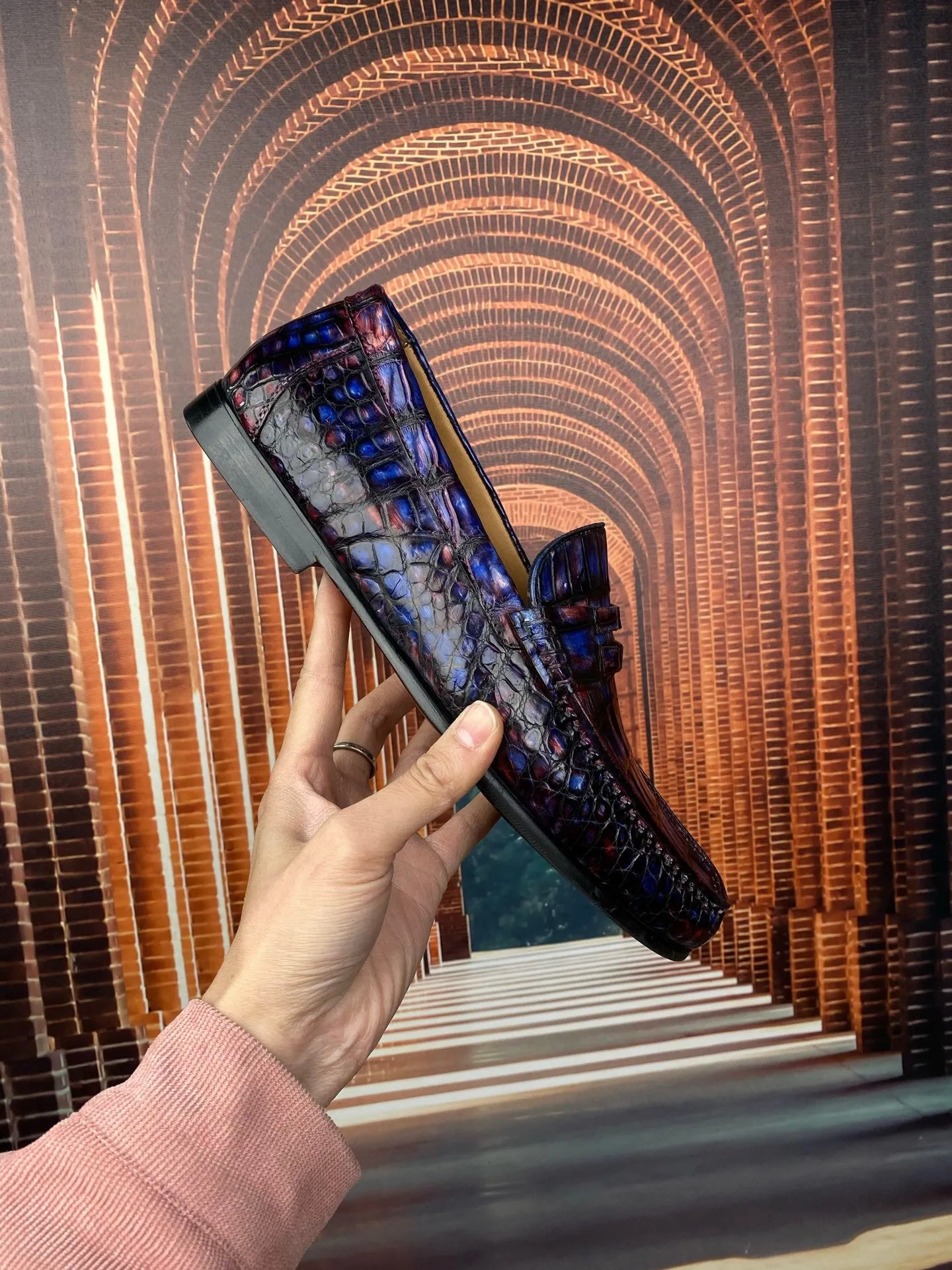 Durable Craftsmanship Relaxed Shoes Crocodile Shoes Vintage Multi Timeless Driving Shoes in Genuine Crocodile Skin  Leather